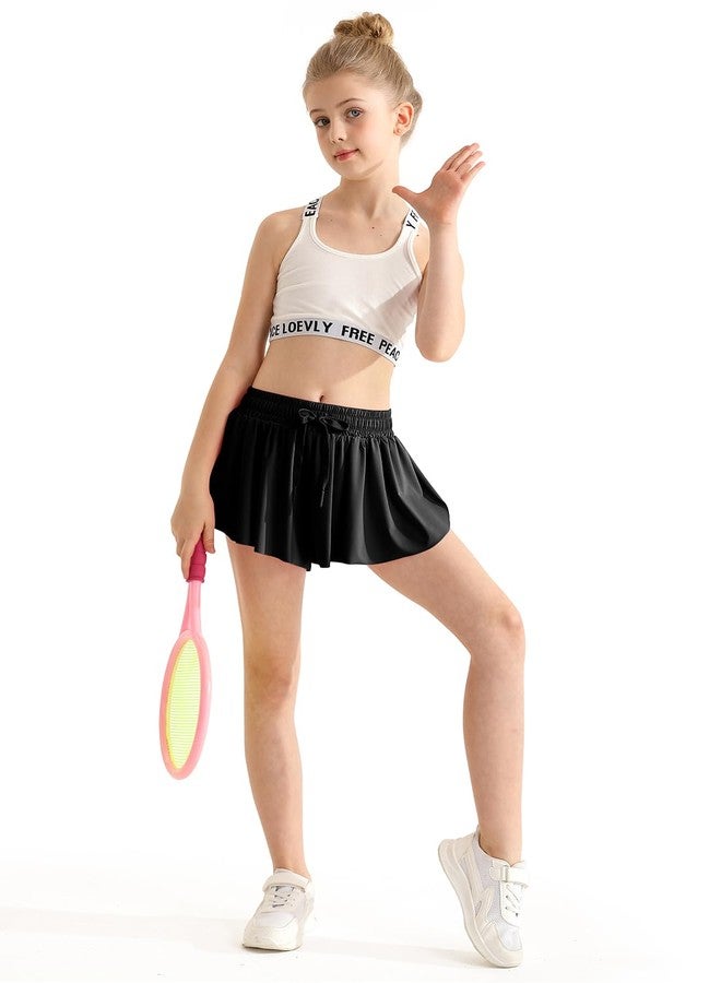 EQSJIU Girls Flowy Shorts, 2 in 1 Preppy Butterfly Elegant Black Shorts with Spandex Liner for Cheer Athletic Gym Kids Casual Clothes 10-11 Years - Image 4